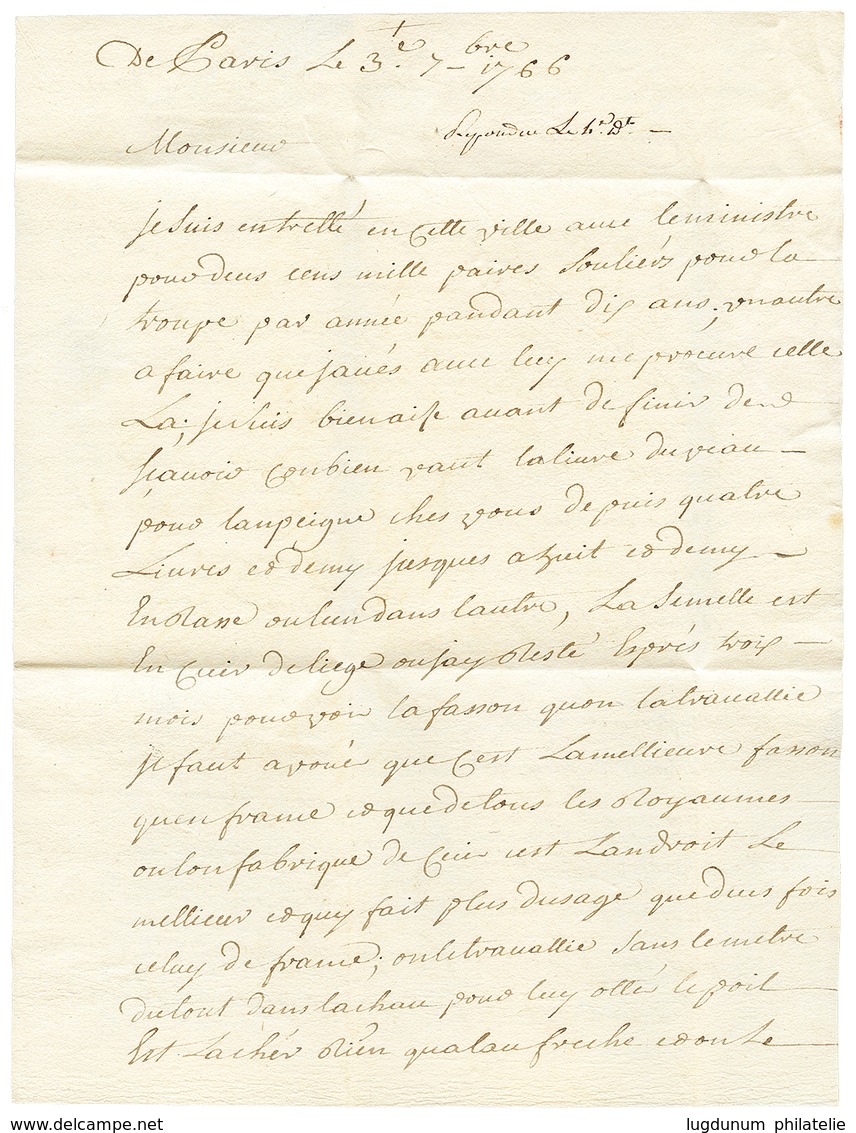PETITE POSTE : 1766 J/10 + 2 Sur Lettre Avec Texte De PARIS Pour MONTAUBAN. Superbe. - Andere & Zonder Classificatie