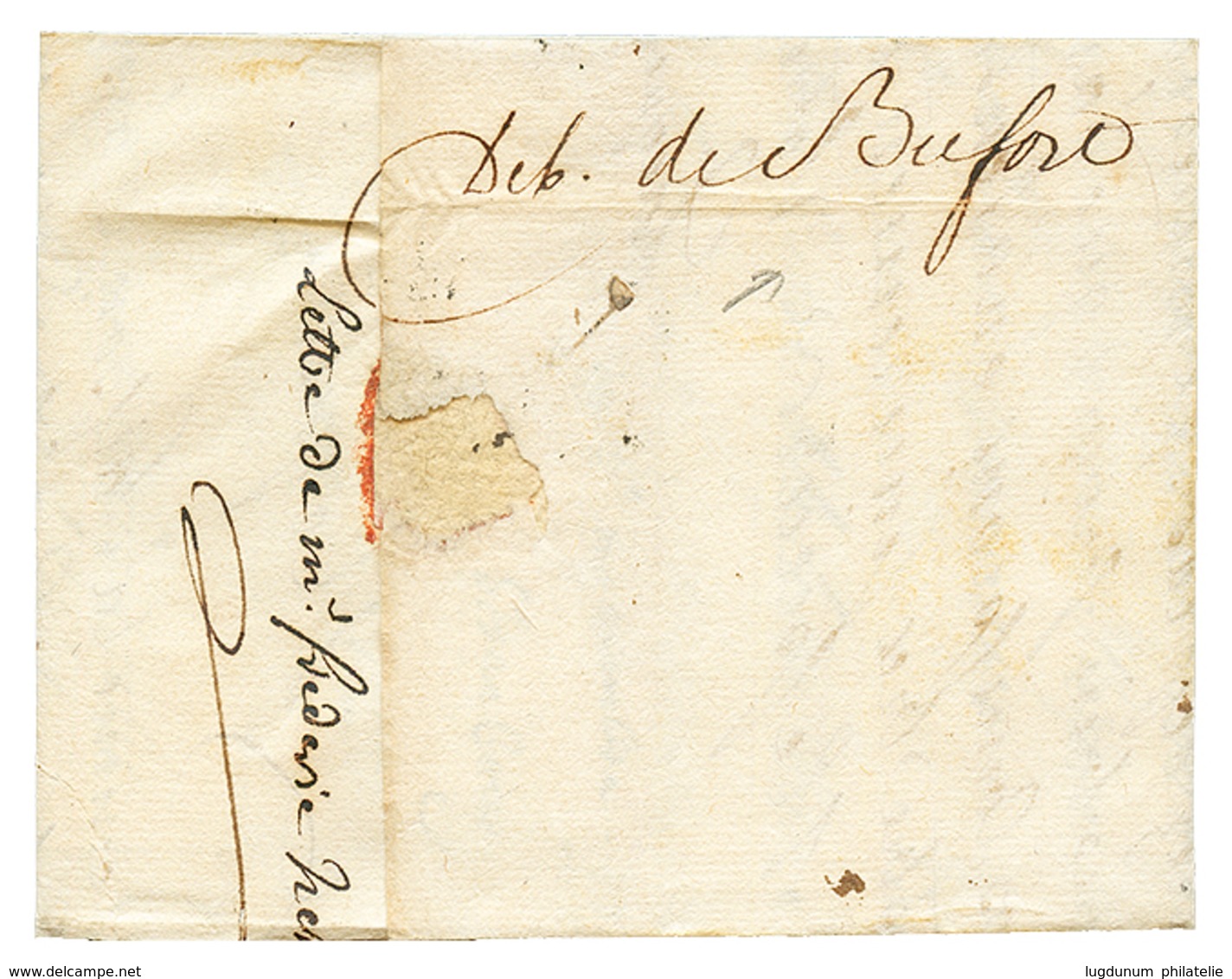 1754 "DEB. De BELFORT" Manuscrit (Non Signalé) Sur Lettre Avec Texte De STRASSBOURG. Superbe. - Otros & Sin Clasificación