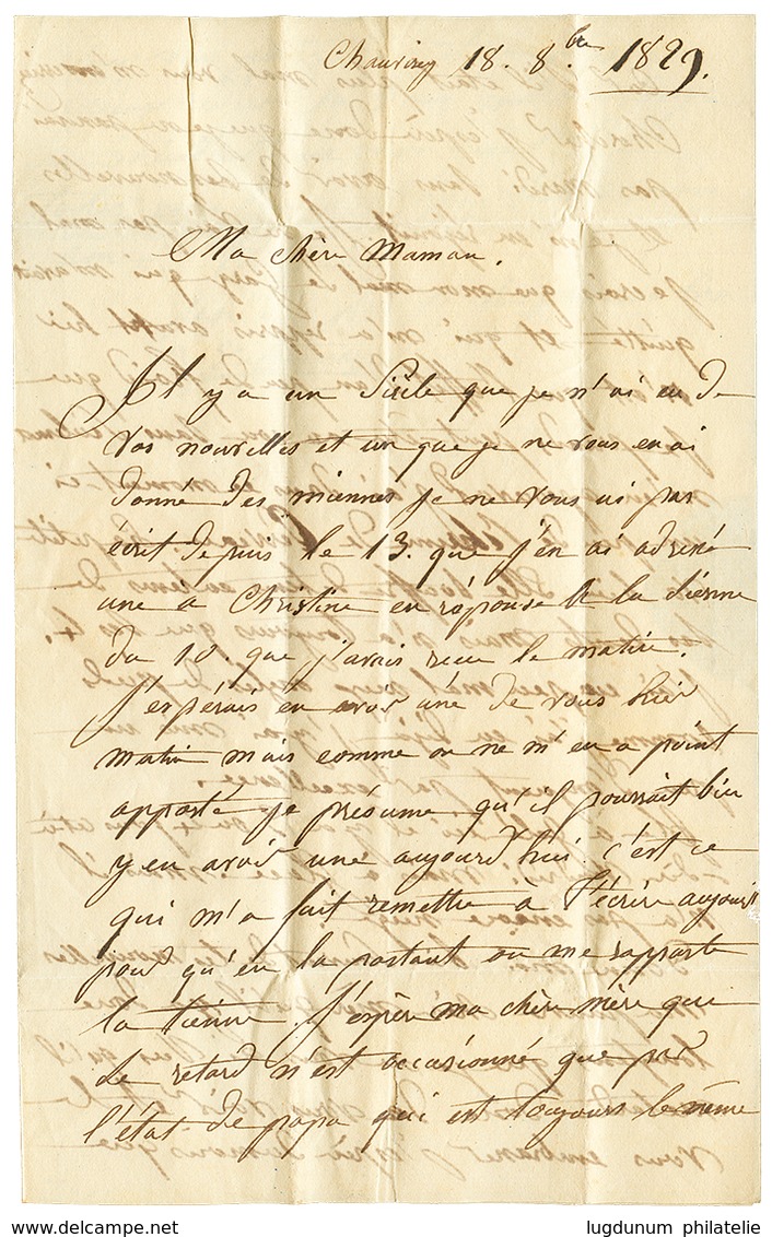 1829 Cursive 69 CINTREY / COMBEAU FONTAINE Sur Lettre Avec Texte Daté "CHAUVIREY". Indice 19. TB. - Autres & Non Classés