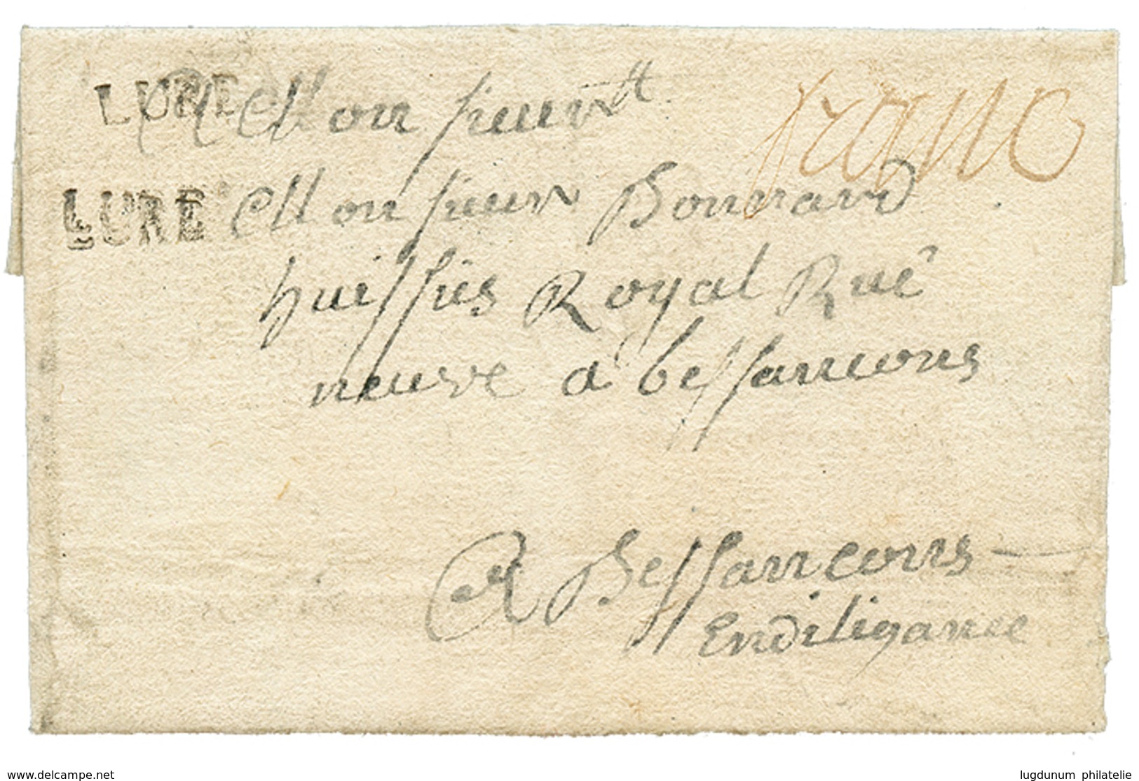 1773 LURE + "FRANCS" Manus. Sur Lettre Avec Texte Daté "AUX ERRARRES". RARE. TTB. - Andere & Zonder Classificatie