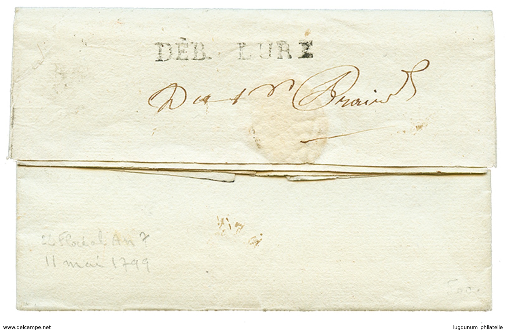 An 7 Rare Cachet DEB. LURE Sur Lettre Avec Texte. Recto, 59 LAIGLE. RARE. Superbe. - Altri & Non Classificati