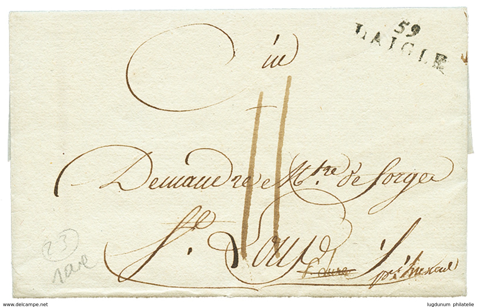 An 7 Rare Cachet DEB. LURE Sur Lettre Avec Texte. Recto, 59 LAIGLE. RARE. Superbe. - Otros & Sin Clasificación