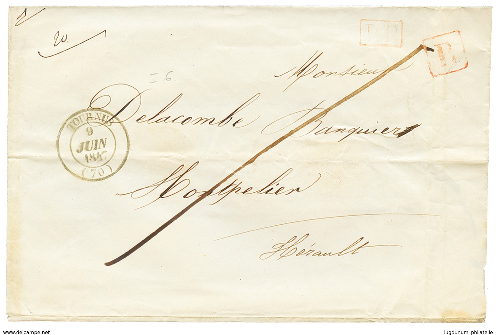 1847 T.14 TOURNUS + R Encadré Des RECOMMANDEES + P.P Sur Enveloppe Avec Texte. Superbe. - Andere & Zonder Classificatie