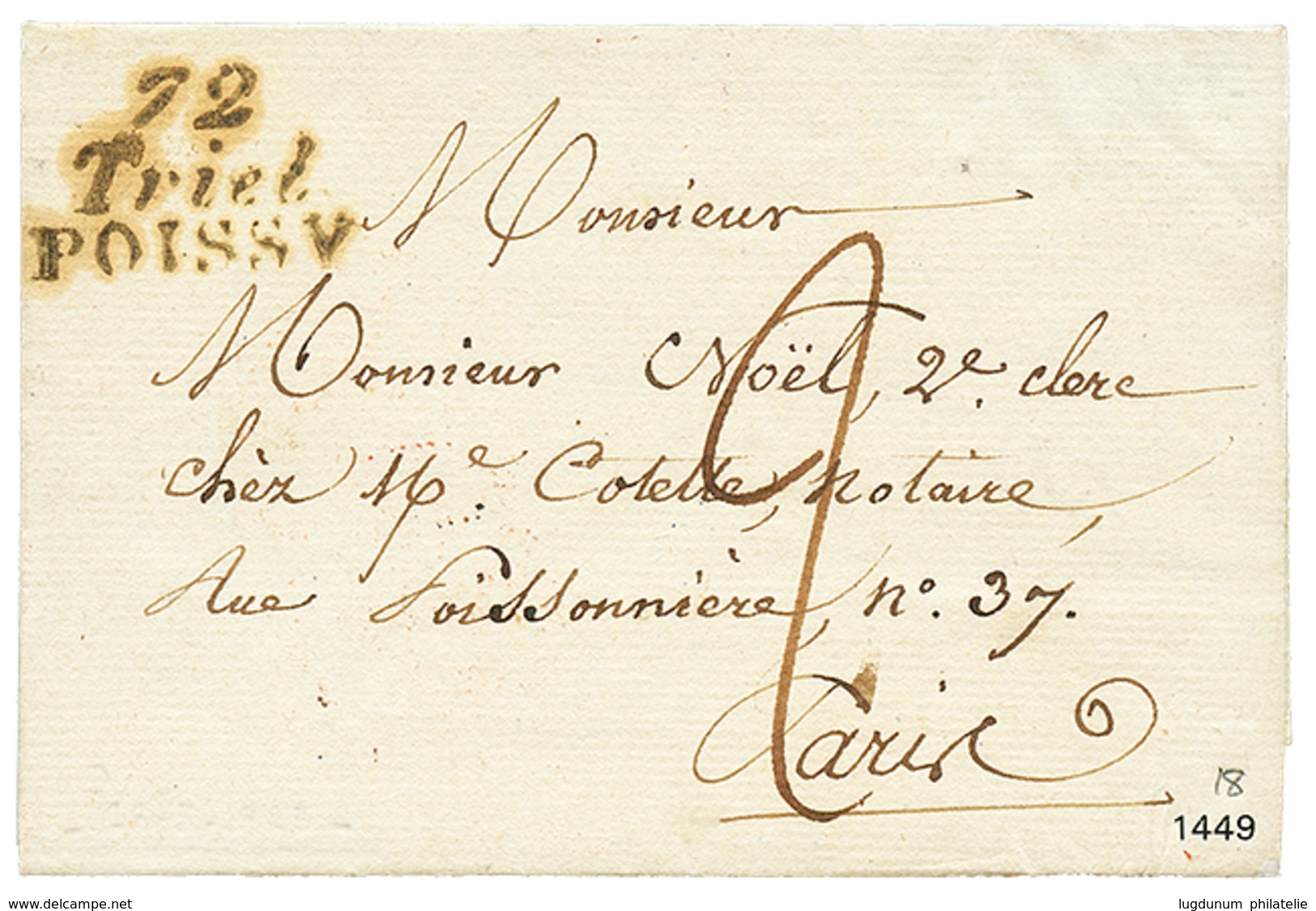 1823 Cursive 72 TRIEL / POISSY + Taxe 2. TTB. - Otros & Sin Clasificación