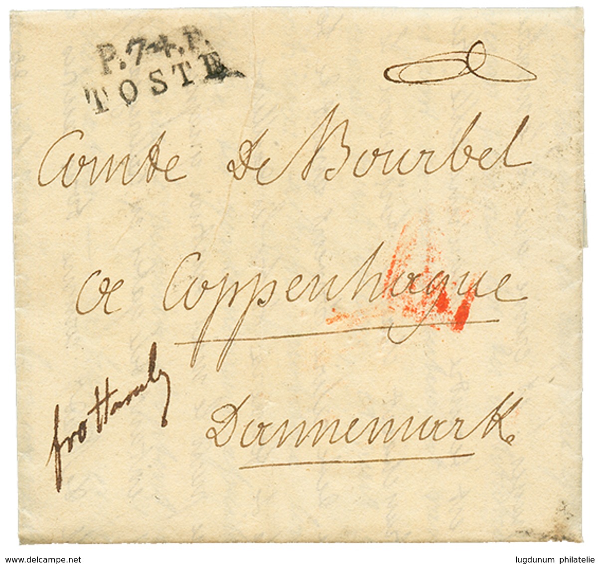 1825 P.74.P TOSTE Sur Lettre Pour COPENHAGUE Au DANEMARK. Destination Rare. - Andere & Zonder Classificatie