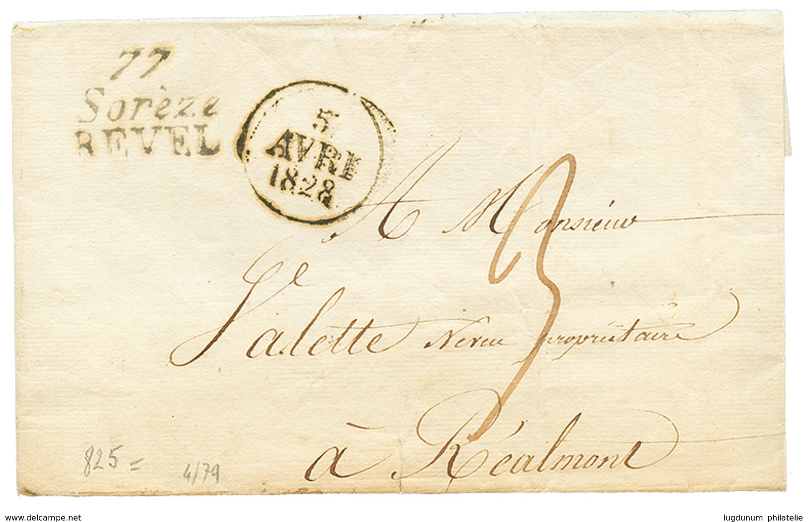 1828 Double Cursive 77 SOREZE/ REVEL + Dateur A. Superbe. - Otros & Sin Clasificación