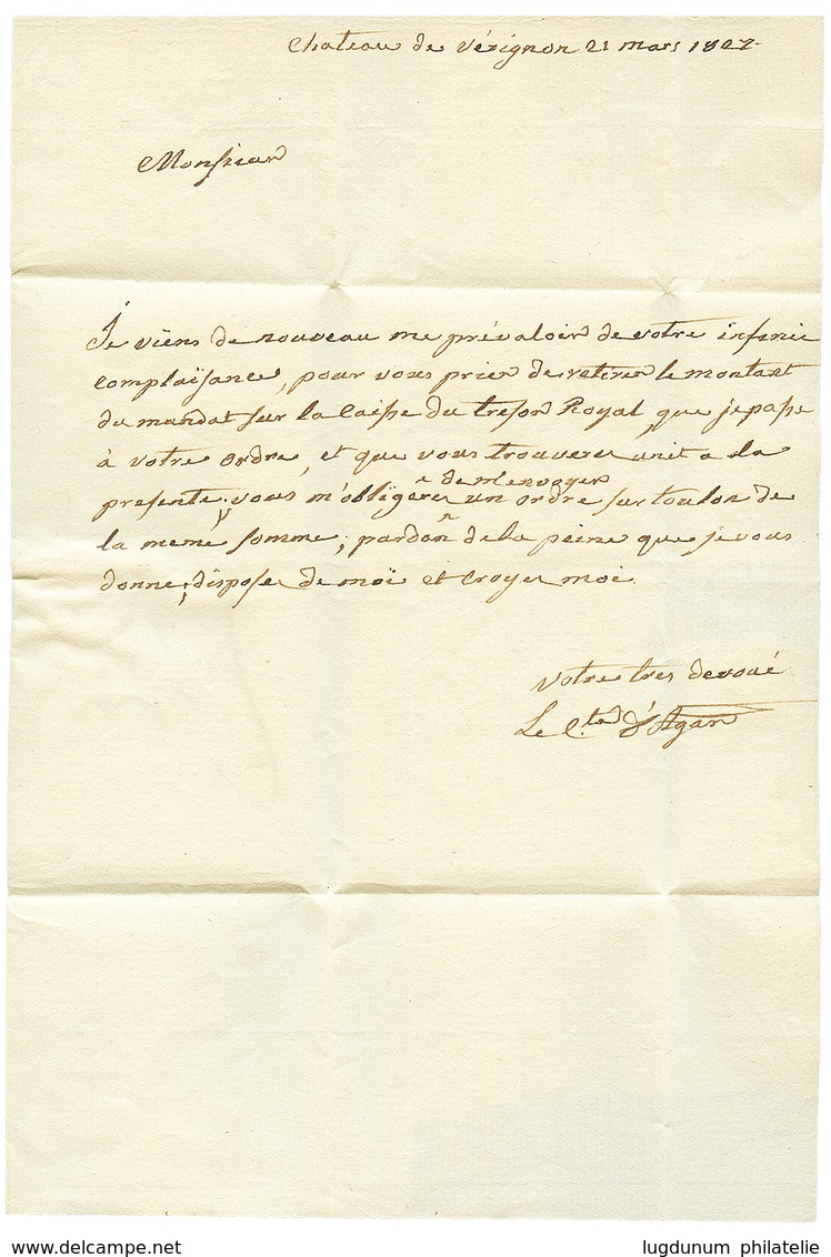1827 P.78.P AUPS Sur Lettre Avec Texte Daté "CHATEAU De VERIGNON". Cote 240€. Superbe. - Otros & Sin Clasificación