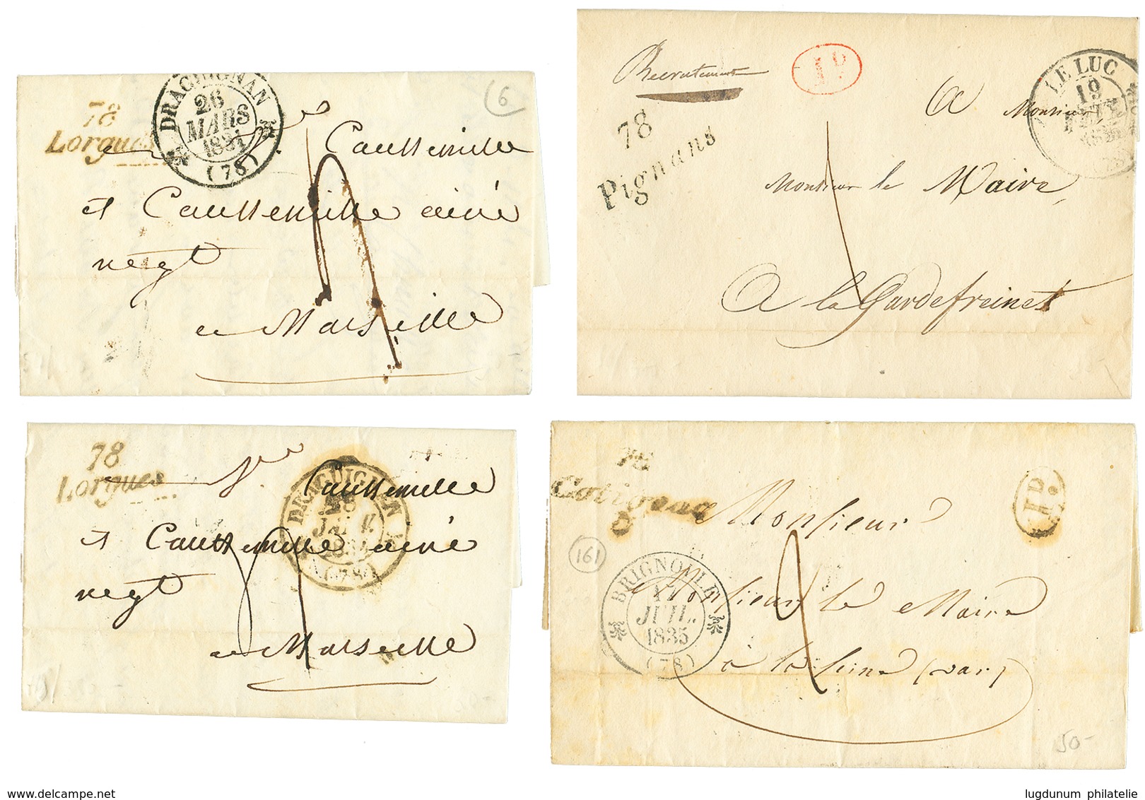 VAR : Lot De 11 Lettres (5 PORT PAYES, 5 Cursives, GRASSE (1773)). TB Lot. - Andere & Zonder Classificatie