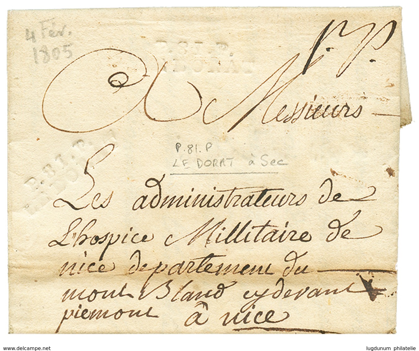 1805 P.81.P LE DORAT Frappé à Sec (2 Fois) Sur Lettre Pour NICE. TB. - Andere & Zonder Classificatie