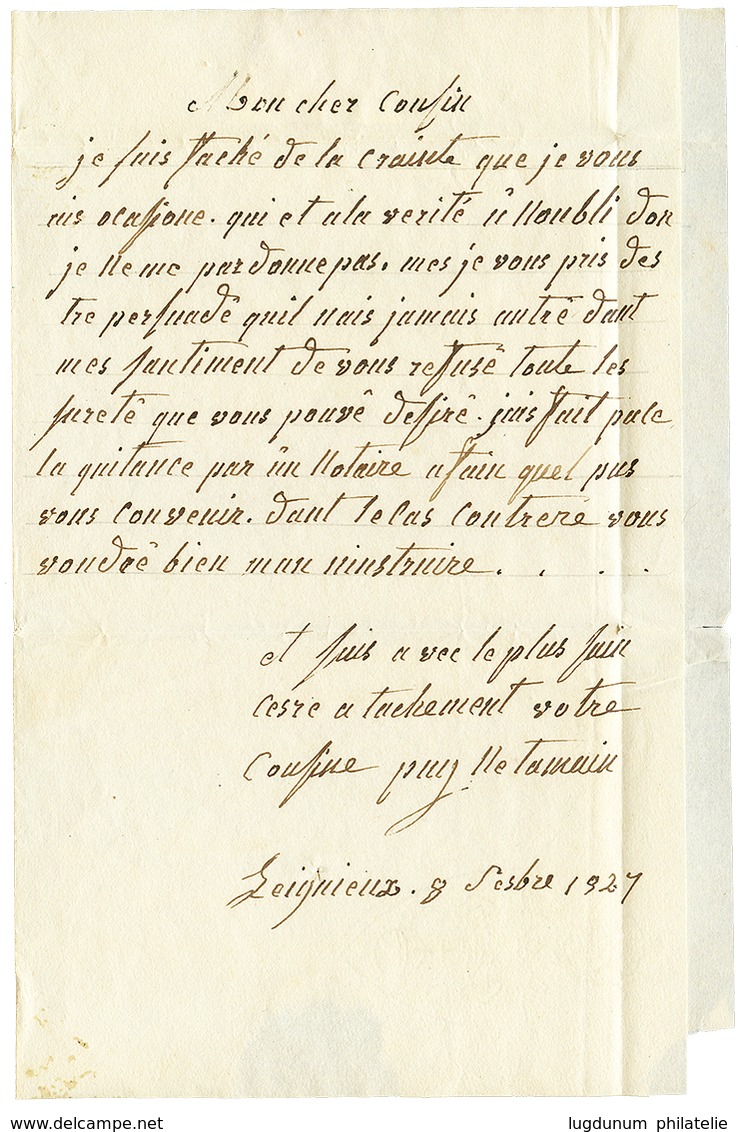 1829 Double Cursive 88 BOEN / FEURS Avec Texte Daté "LEIGNEUX". RARE. TB. - Autres & Non Classés