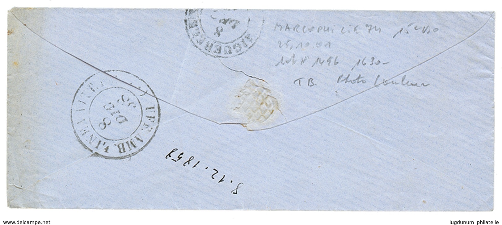 1858 SARDAIGNE 20c(pd) Obl. MODANE Sur Enveloppe Pour ST GEORGES. TB. - Otros & Sin Clasificación