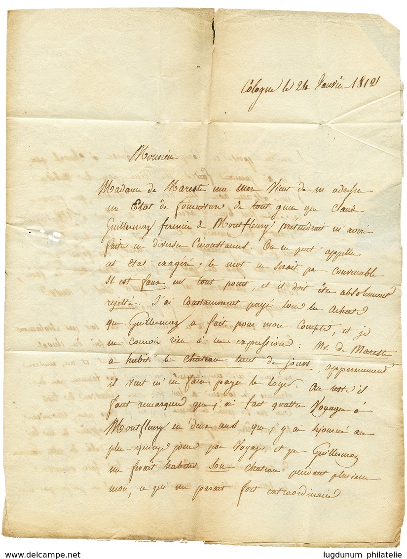 1812 P.103.P COLOGNE Sur Lettre Avec Texte. Petit Défaut. TB. - 1792-1815: Départements Conquis