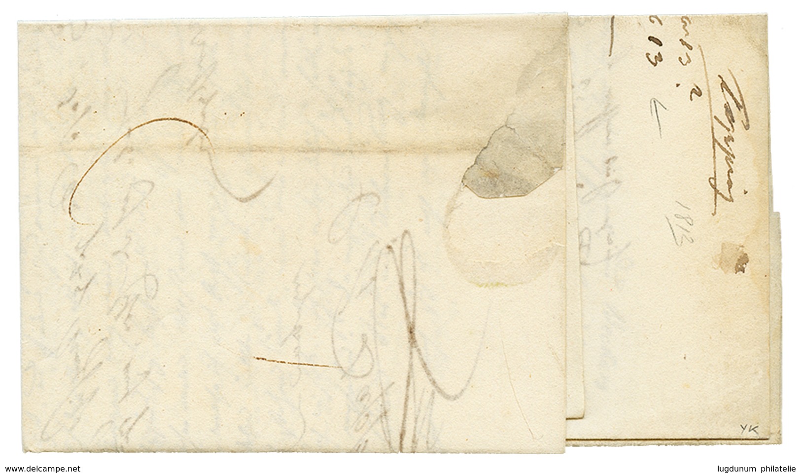 1813 Trés Rare Cachet P.103.P MEURS Sur Lettre Avec Texte Pour DUISBURG. Quelques Lettres Connues. TTB. - 1792-1815: Départements Conquis