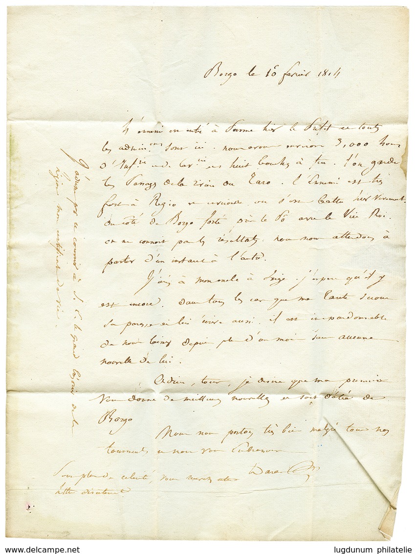 1814 117 BORGO-SAN-DONINO Sur Lettre Avec Texte. Superbe. - 1792-1815: Départements Conquis