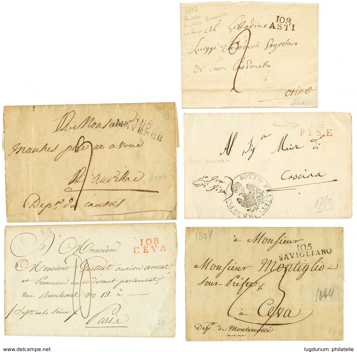 DEPARTEMENTS CONQUIS - Collection De 45 Lettres. TB. - 1792-1815: Veroverde Departementen