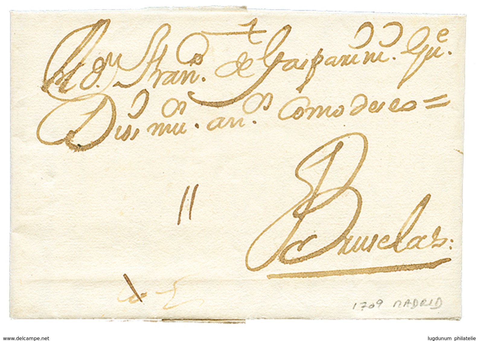1709 Taxe "11" Sur Lettre Avec Texte De MADRID (ESPAGNE) Pour BRUXELLES(BELGIQUE). Superbe. - Autres & Non Classés