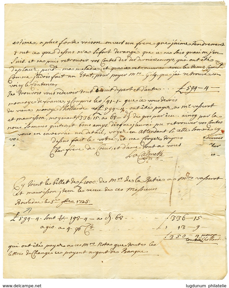 1725 Marque BRUXELLES (mal Venue) + "FRANCO ANVERS" Manus. Sur Lettre Avec Texte (3 Pages) Daté "BOIS LE DUC" Pour MONTP - Andere & Zonder Classificatie