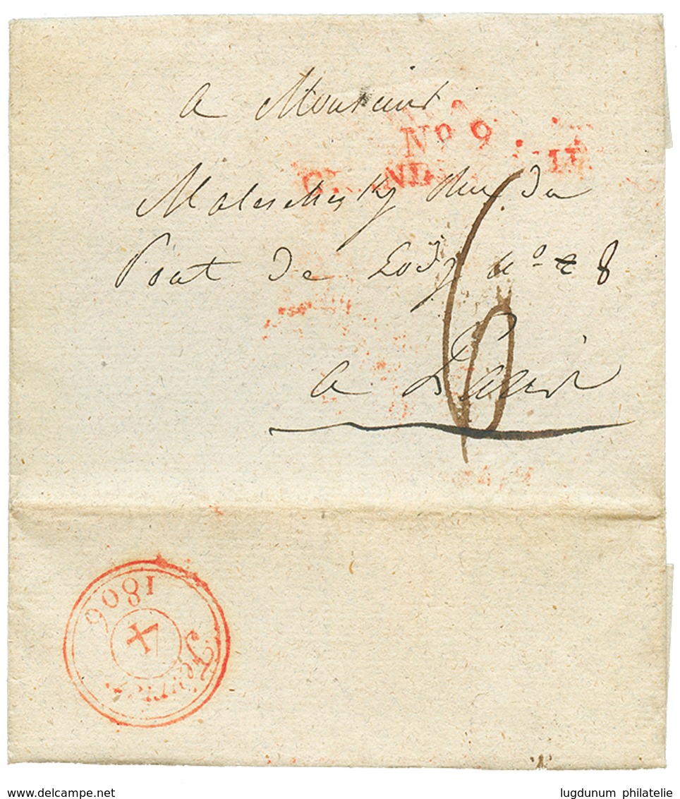 1806 N°9 GRANDE ARMEE Rouge (mal Venu) Sur Lettre Avec Texte Daté "LUITZ" Pour PARIS. B/TB. - Legerstempels (voor 1900)