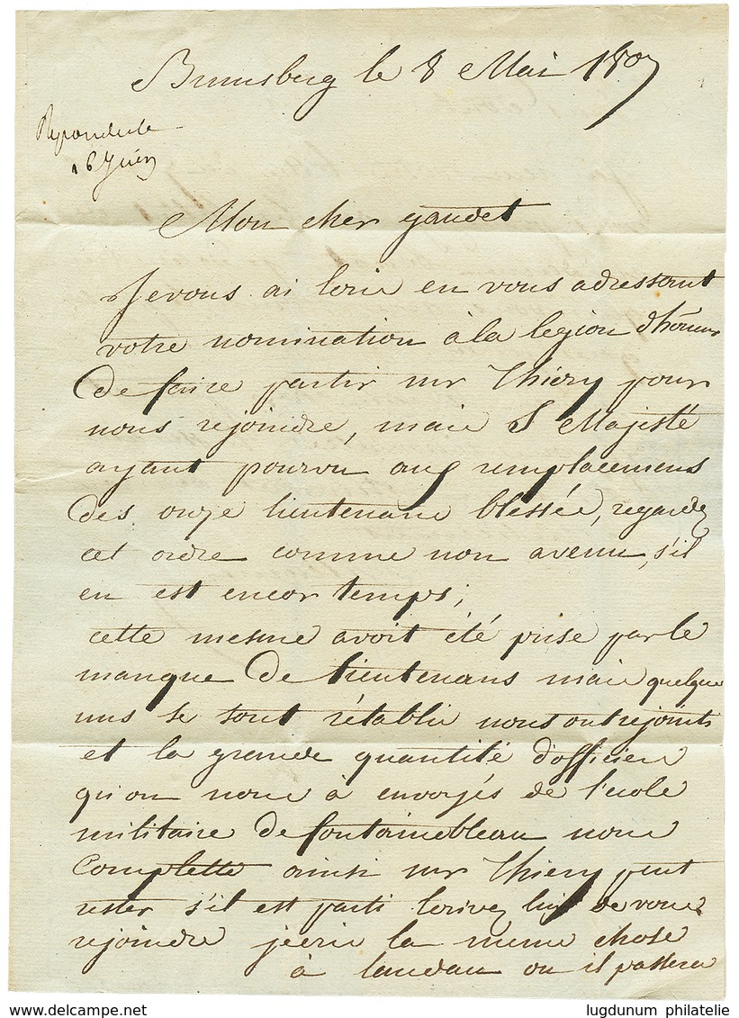 GRANDE ARMEE En POLOGNE : 1807 Cachet Rare PREMIER CORPS/ GRANDE ARME N°4 En Rouge Sur Lettre Avec Texte Daté "BRAUNSBER - Marques D'armée (avant 1900)