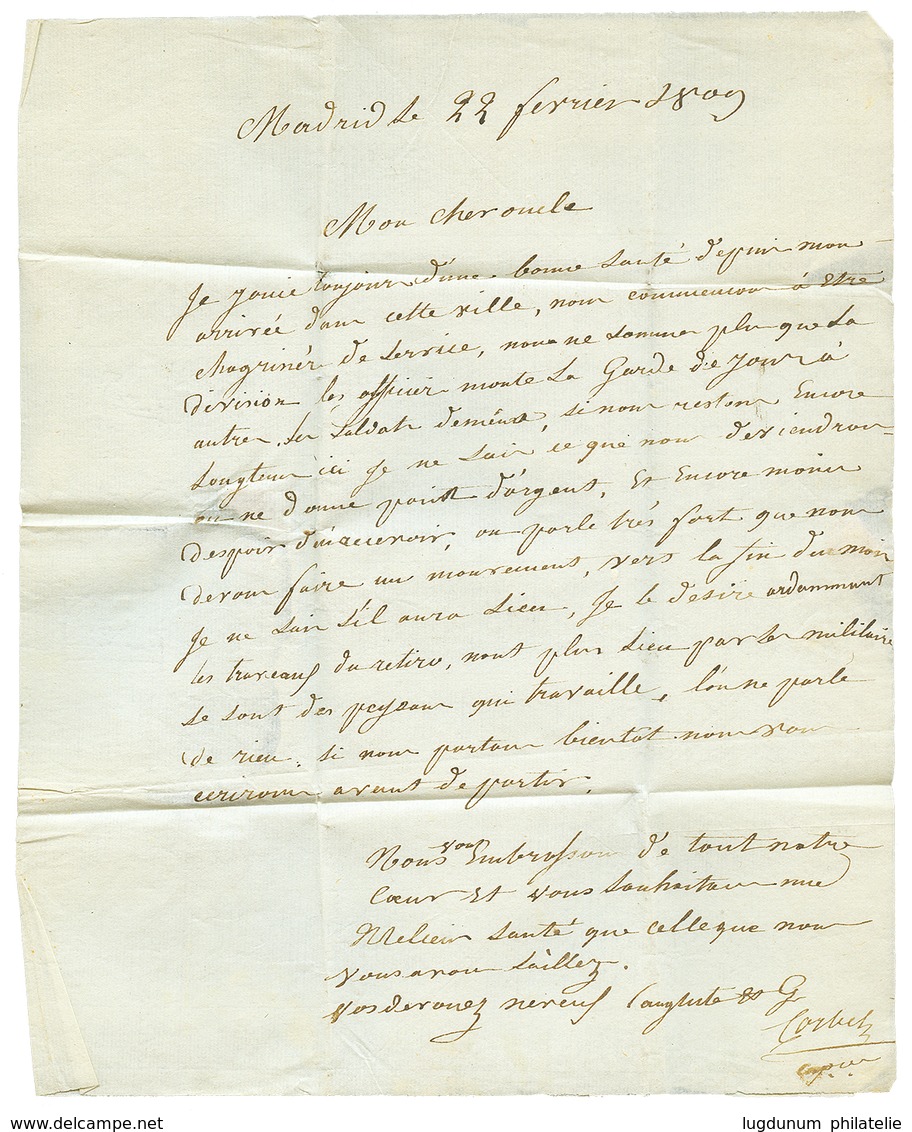 1809 P.P N°27 ARM. FRANCAISE/ EN ESPAGNE Sur Lettre Avec Texte De MADRID Pour VALLADOLID. TTB. - Sellos De La Armada (antes De 1900)