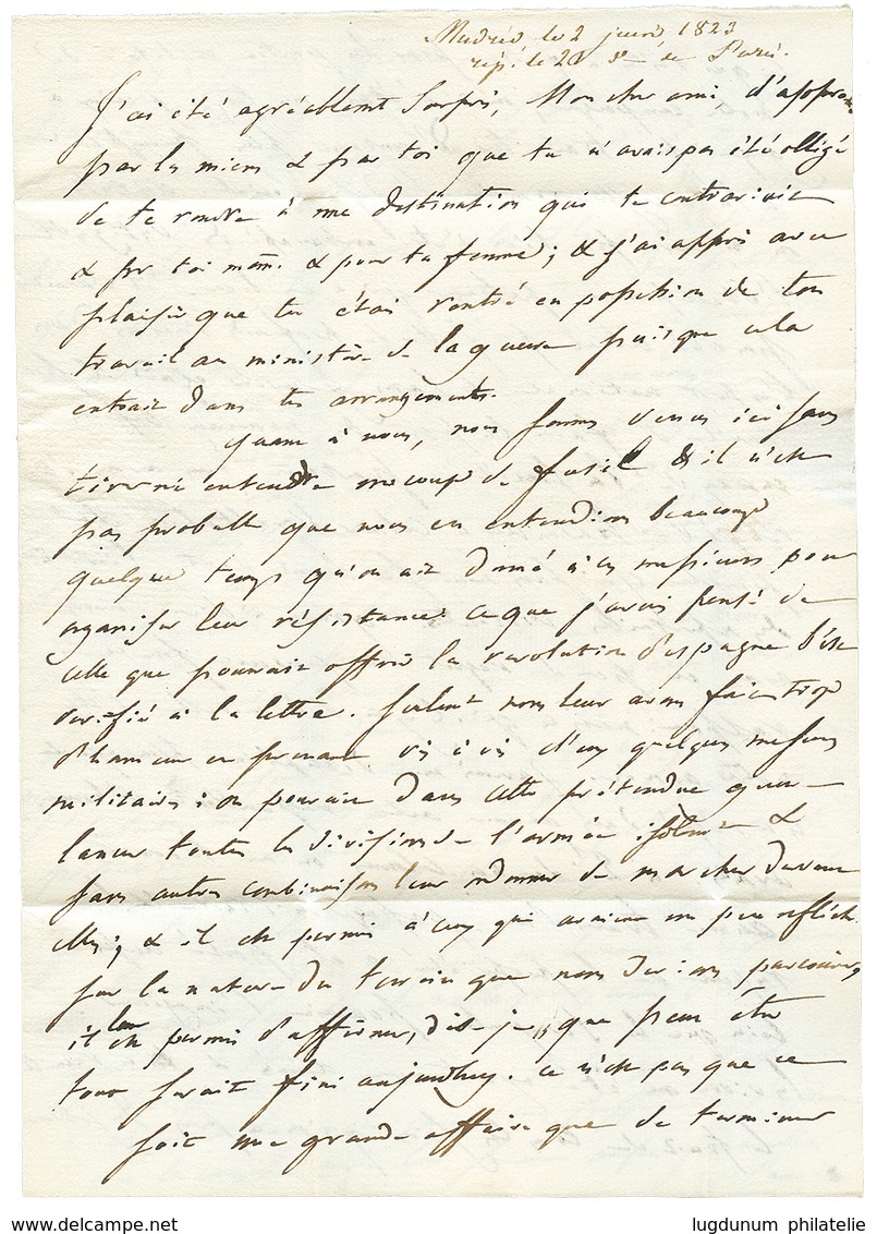 1823 (C) ARM. D' ESPAGNE Sur Lettre Avec Texte De MADRID Pour La FRANCE. TTB. - Sellos De La Armada (antes De 1900)