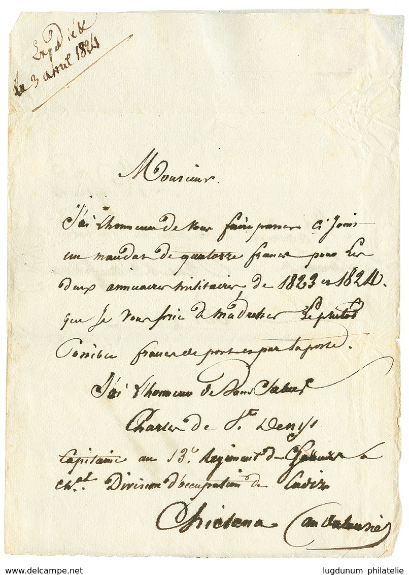 1823 P.(R).P ARM. D' ESPAGNE Sur Lettre Avec Texte De CADIZ Pour La FRANCE. TTB. - Marques D'armée (avant 1900)