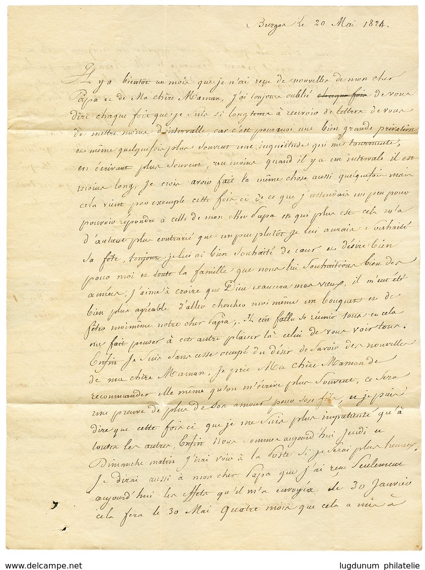 1824 (H) ARM. D' ESPAGNE Sur Lettre Avec Texte De BURGOS Pour La FRANCE. TTB. - Marques D'armée (avant 1900)