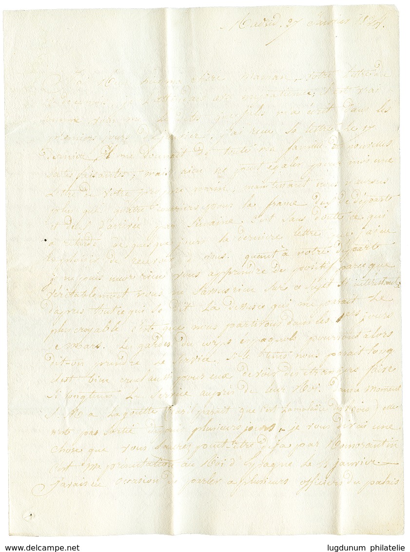 1824 (M) ARM. D' ESPAGNE Sur Lettre Avec Texte De MADRID Pour La FRANCE. TTB. - Marques D'armée (avant 1900)