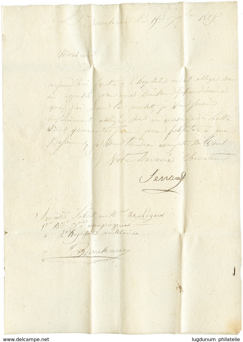 1829 (A) ARM. D' ESPAGNE Sur Lettre Avec Texte De BARCELONNE Pour La FRANCE. TTB. - Marques D'armée (avant 1900)