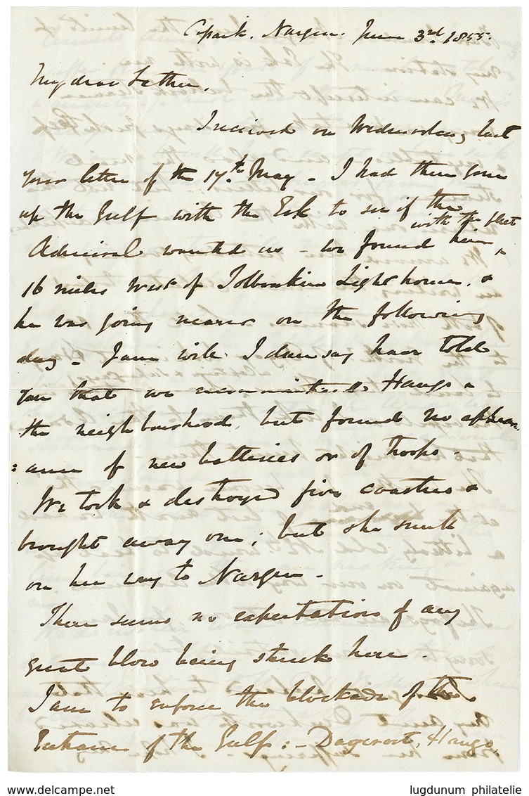 EXPEDITION DE LA BALTIQUE : 1855 DANZIG + Taxe 3 Sur Enveloppe Avec Texte Daté Du Navire COPACK à NARGEN (ESTONIE) Pour  - Marques D'armée (avant 1900)