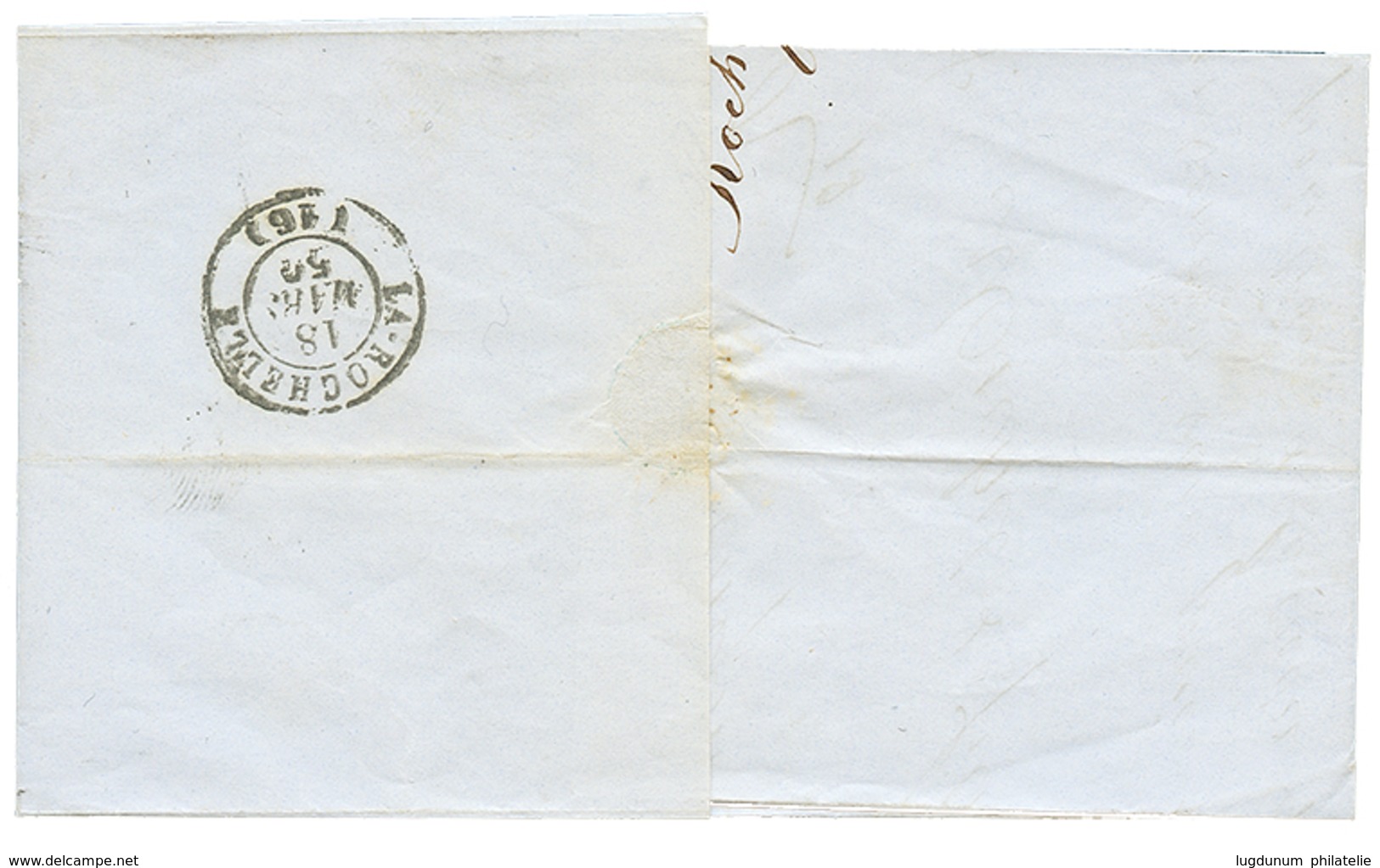 1850 20c Noir(n°3) TB Margé Obl. Grille + T.15 ROCHEFORT-S-MER Sur Lettre Pour LA ROCHELLE. TTB. - 1849-1850 Ceres