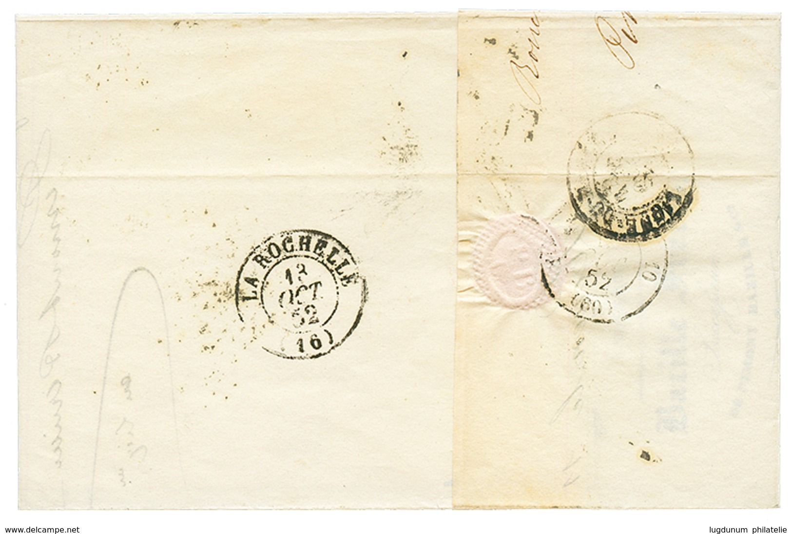 1852 25c CERES (n°4) Nuance BLEU TRES FONCE Sur Lettre De ROUEN. Signé SCHELLER. Superbe. - 1849-1850 Cérès