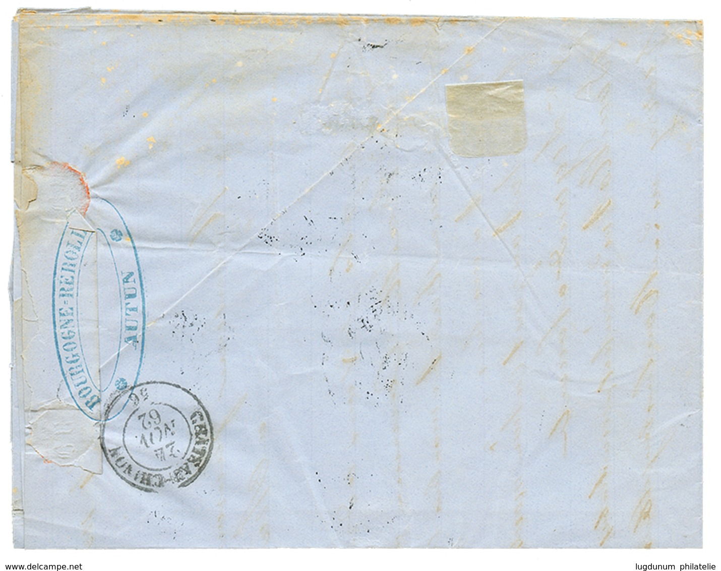 "PIQUAGE D' AUTUN" : 1852 Paire 20c(n°14) Avec Piquage Spécial Obl. PC 196 + T.15 AUTUN Sur Lettre. Signé JAMET. TTB. - 1853-1860 Napoleone III