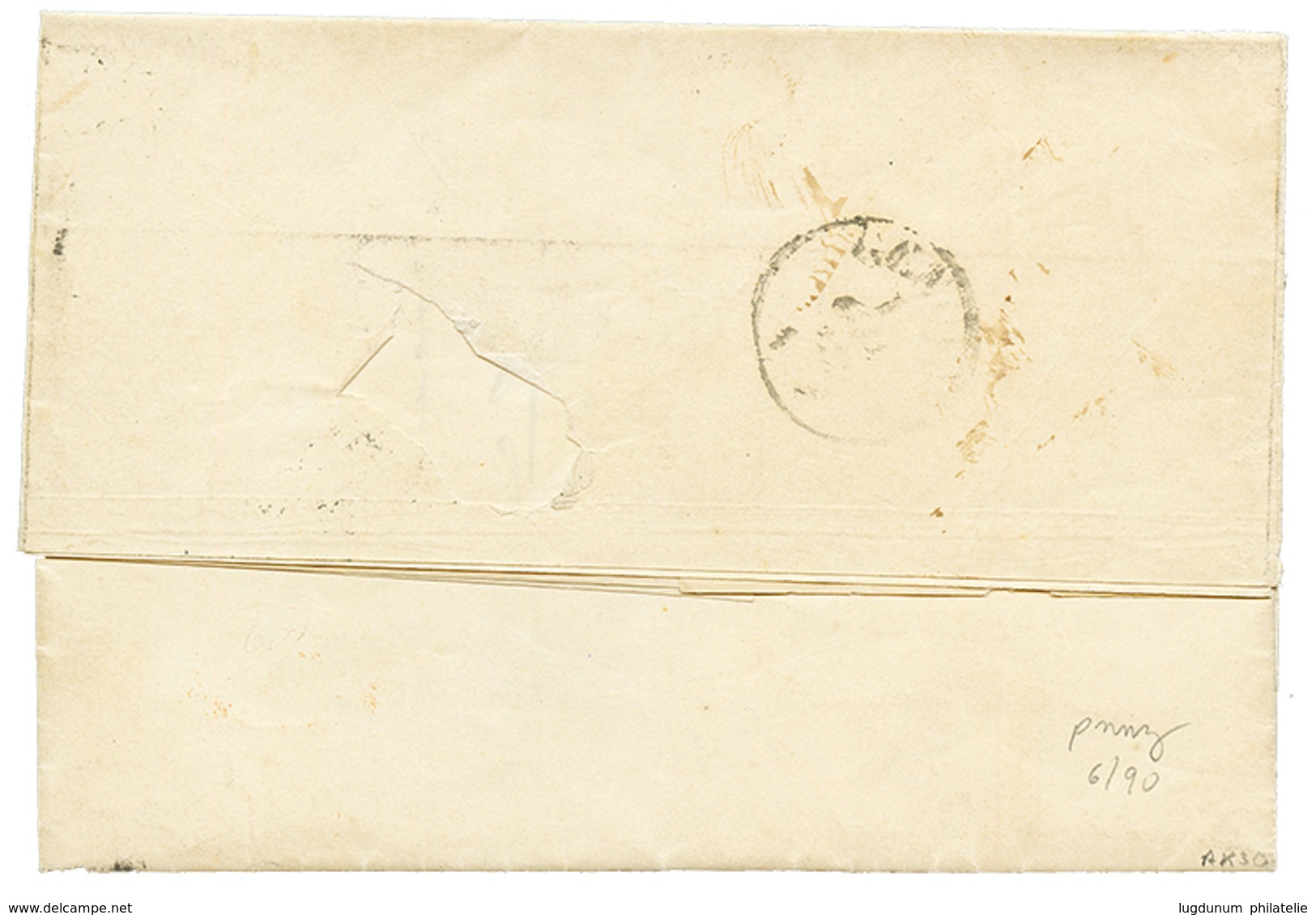 1862 40c(n°16) TTB Margé Obl. Par Cachet à Date T.15 PARIS (rare Sur Timbre) Sur Lettre Pour L'ITALIE. Superbe. - 1853-1860 Napoleone III