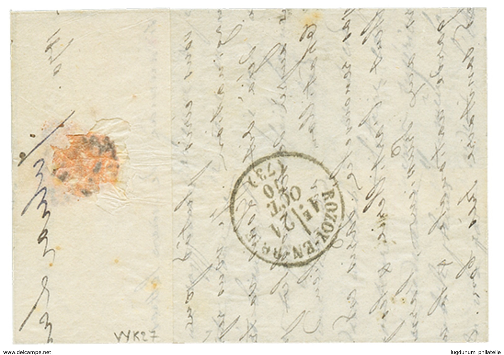 "Pli Confié Du WASHINGTON" : 20c(n°29) Obl. T.16 DOUAI 13 Oct 70 Sur Lettre Par BALLON MONTE Pour ROSAY EN BRIE. Verso,  - Guerre De 1870