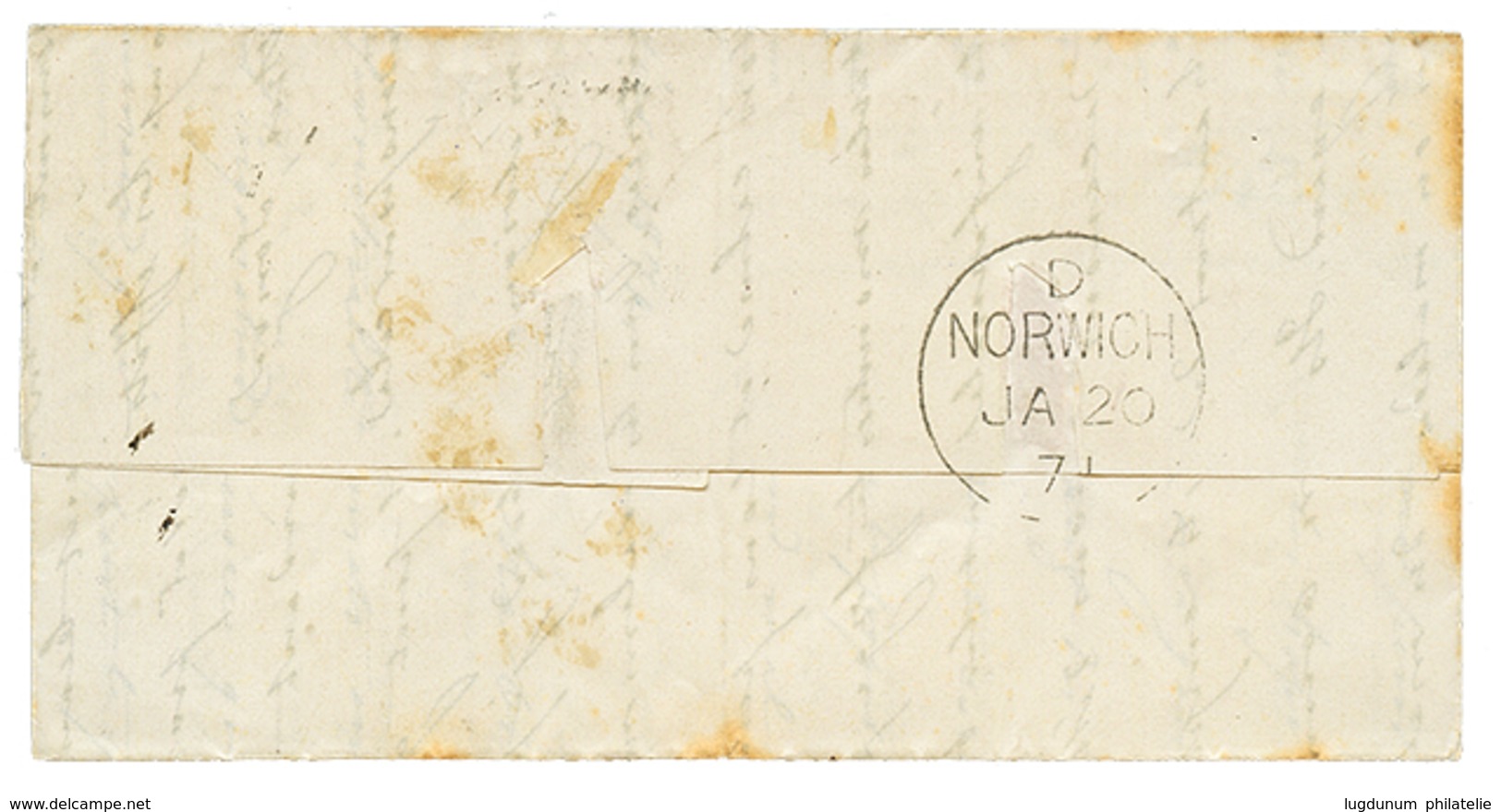 1871 30c(n°30) Obl. Etoile 1 + PARIS 11 Janv 71 Sur Lettre Pour NORWICK (ANGLETERRE) Avec Arrivée (20 Janv 71). Ballon " - Guerre De 1870