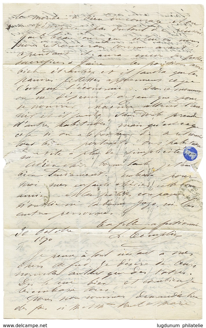 "Pli Confié Du FULTON" : 20c(n°29) Obl. Ambulant P.la R Sur Lettre Avec Texte Daté 30 Octobresur Lettre Pour PAU (arrivé - Guerre De 1870