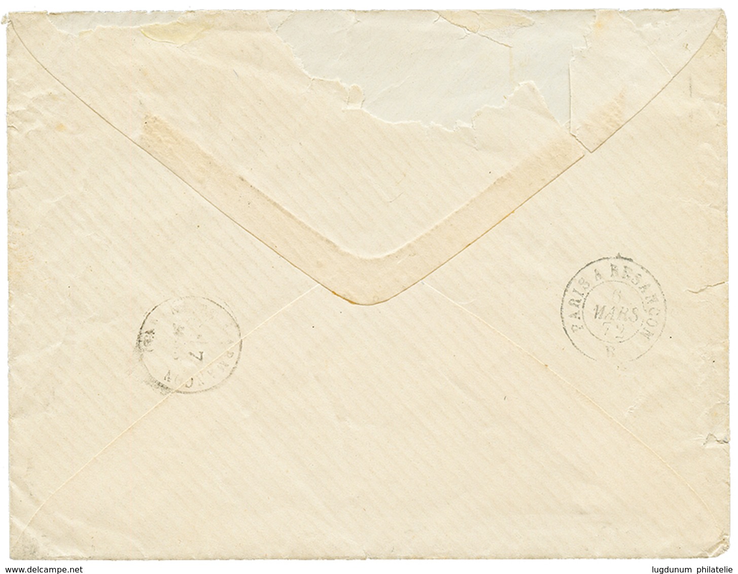 GUERRE 1870 - CROIX-ROUGE : 1872 25c(n°60) Obl. Etoile + Rare Cachet Rouge SOCIETE INTERNle DE SECOURS MILITAIRES / DELE - Guerre De 1870