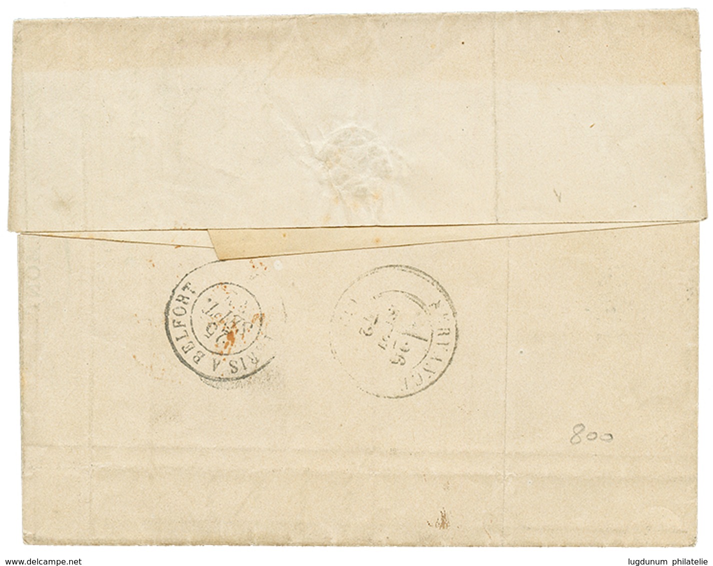 "FALKENBERG" : 1872 25c CERES(n°60) + 15c CERES(n°59) Pli Obl. Cachet D' Entrée Rouge ALLEMAGNE PAQ. AMB.C + Cachet Alle - 1871-1875 Cérès