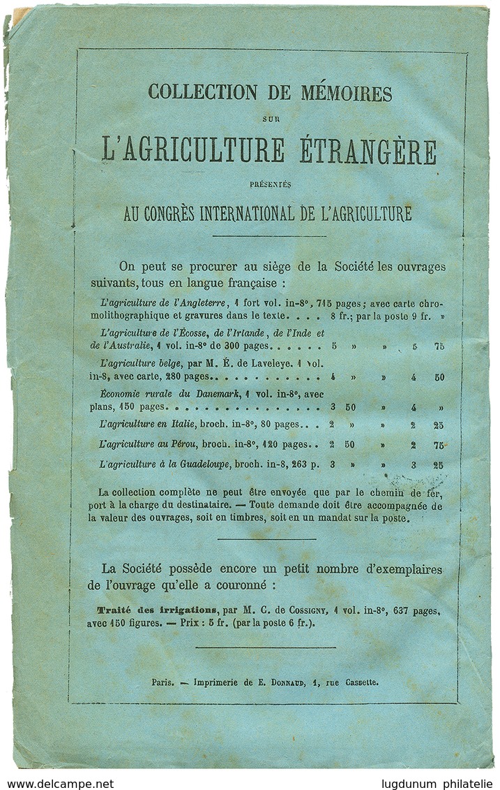 1880 3c SAGE Jaune (n°86) Obl. PARIS Sur BULLETIN DES AGRICULTEURS Complet (50 Pages). Utilisation Trés Du N°86 Seul Sur - Autres & Non Classés