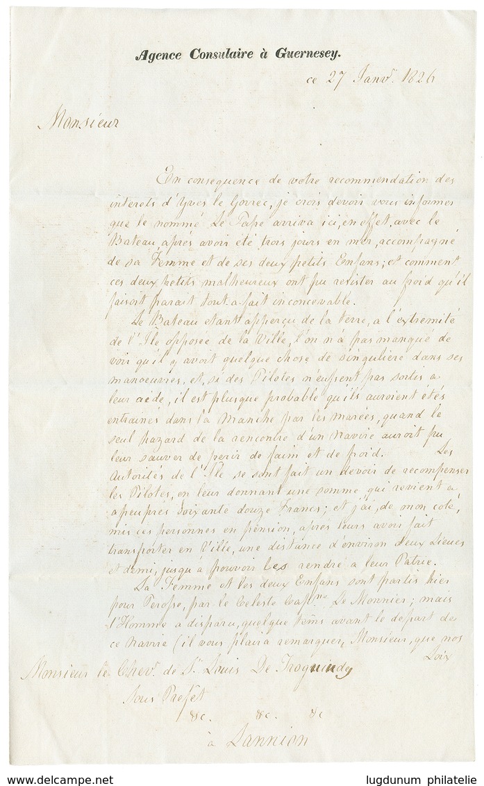 "AGENCE CONSULAIRE à GUERNESEY" : 1826 GRANDE BRETAGNE PAR ST MALO + Mention Manus. "AGENCE CONSULAIRE à GUERNESEY Sur L - 1701-1800: Precursores XVIII