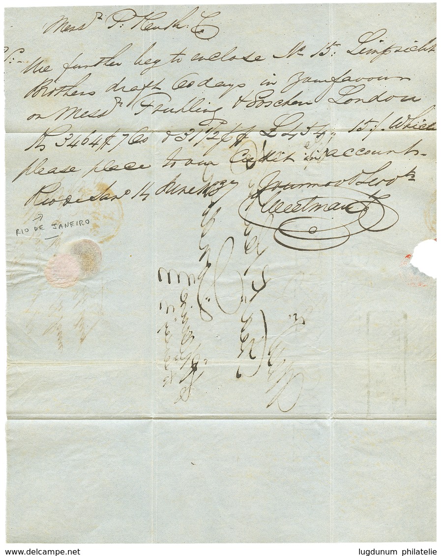 "JERSEY SHIP LETTER" : 1837 JERSEY SHIP LETTER Sur Lettre Avec Texte De RIO DE JANEIRO (BRESIL) Pour LONDRES. Rare. TTB. - 1701-1800: Precursores XVIII
