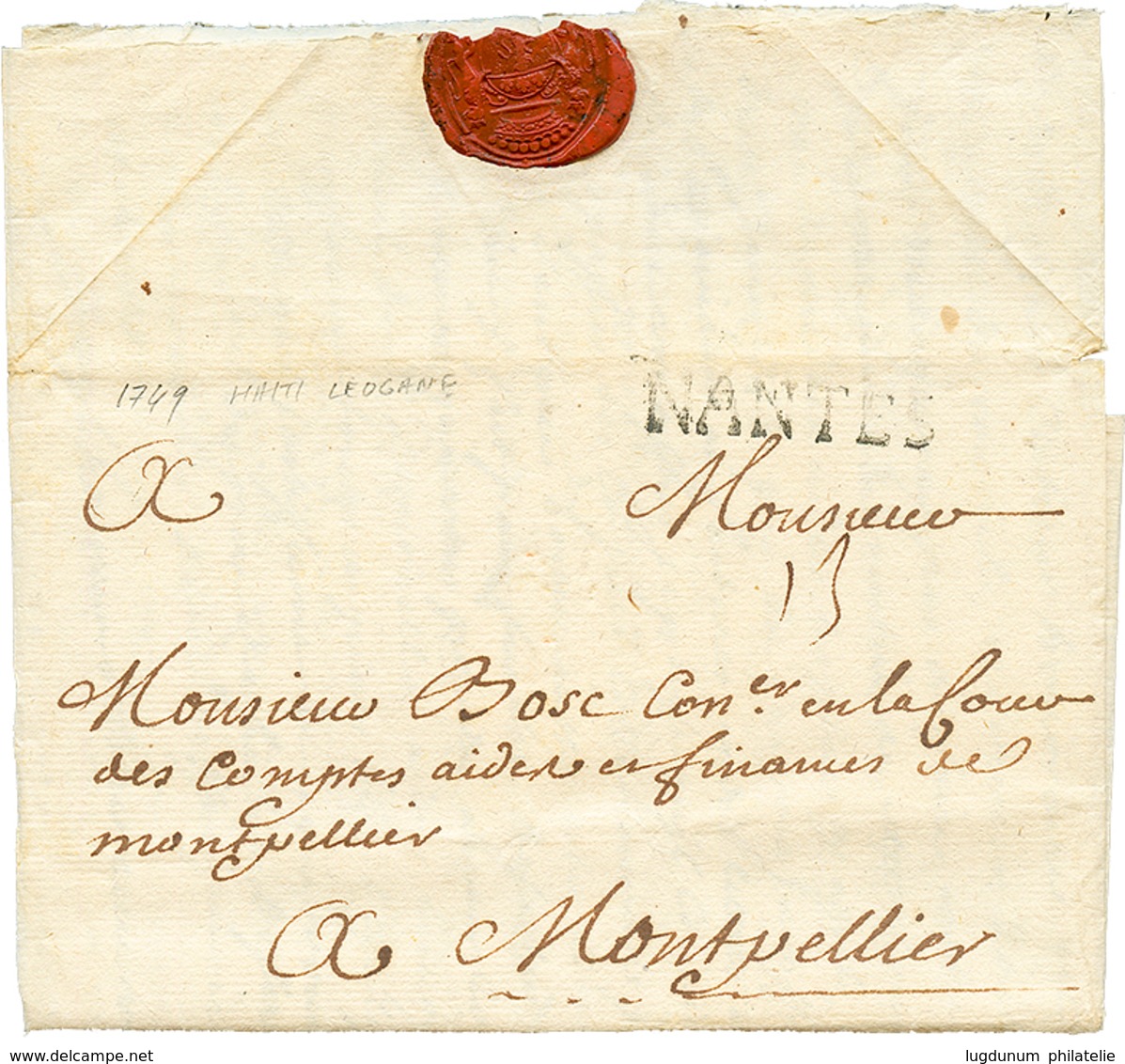 HAITI : 1749 Cachet NANTES + Taxe "13" Sur Lettre Avec Texte Pour MONTPELLIER. Superbe. - Correo Marítimo
