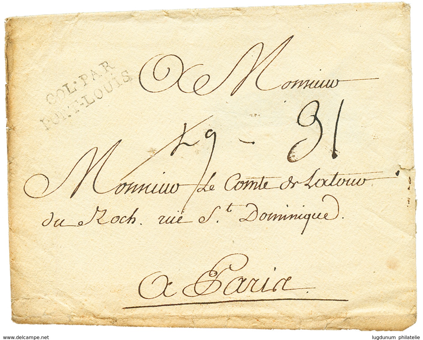 1770 COL. PAR PORT-LOUIS Sur Enveloppe Avec Texte De ST PIERRE MARTINIQUE Pour PARIS. TTB. - Maritieme Post