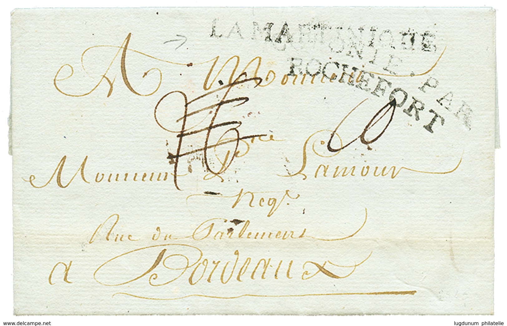 "PAQUEBOT DU ROI" : 1787 COLONIES PAR ROCHEFORT + Cachet Des Paquebots Du ROI "LA MARTINIQUE" Sur Lettre Avec Texte "ST  - Maritieme Post