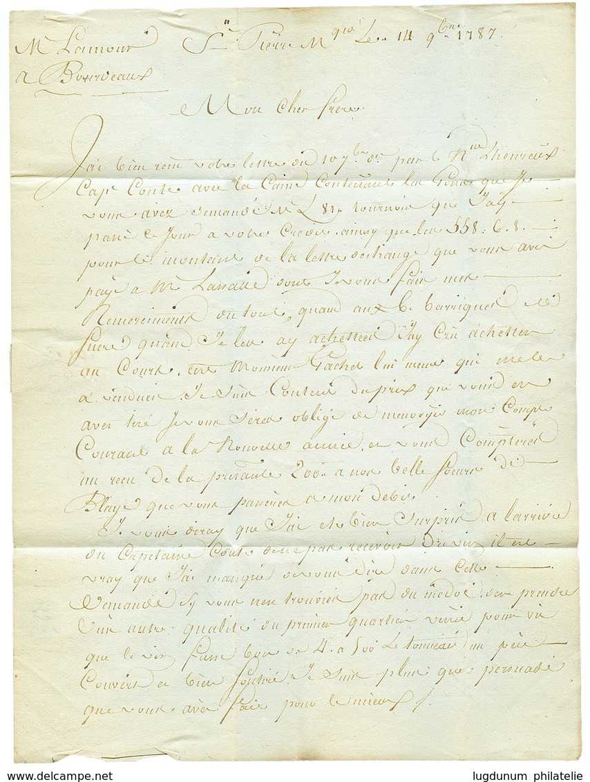 "PAQUEBOT DU ROI" : 1787 COLONIES PAR ROCHEFORT + Cachet Des Paquebots Du ROI "LA MARTINIQUE" Sur Lettre Avec Texte "ST  - Poste Maritime
