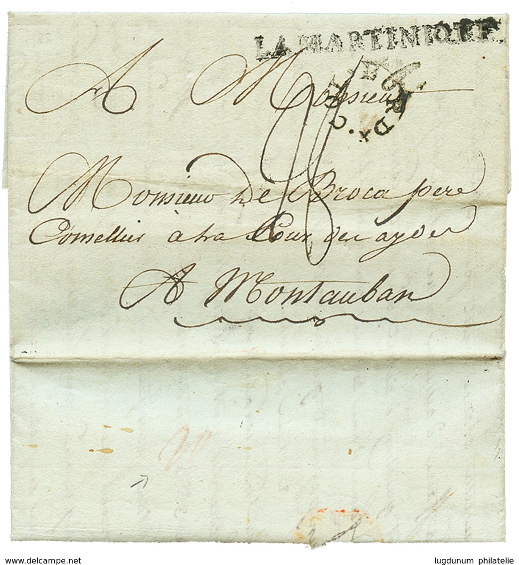 "PAQUEBOT DU ROI" : 1788 COL. BORDX + Cachet Des Paquebots Du ROI "LA MARTINIQUE" Sur Lettre Avec Texte "ST PIERRE MARTI - Poste Maritime