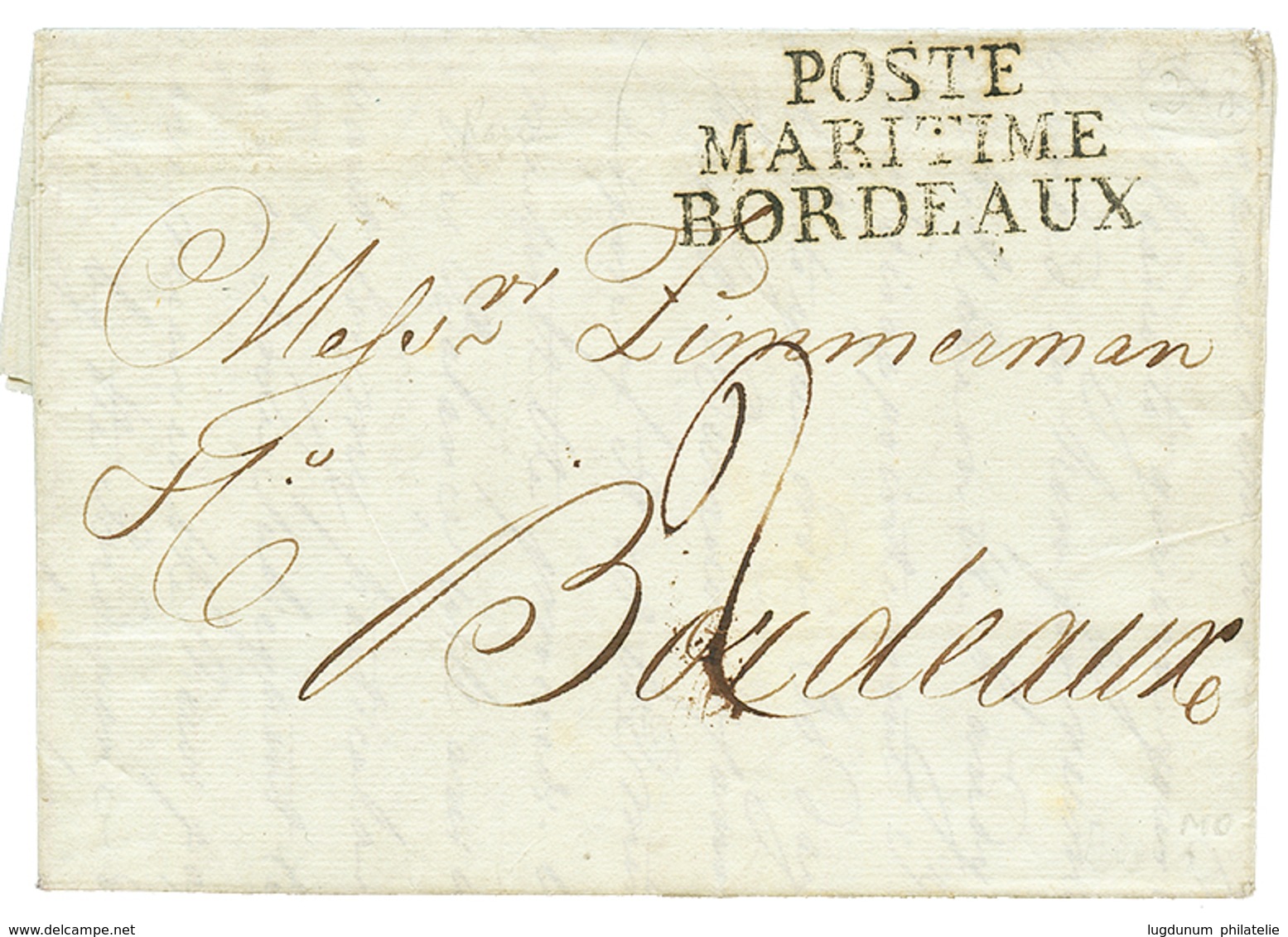 1805 POSTE MARITIME BORDEAUX Sur Lettre De PHILADELPHIA (USA) Pour BORDEAUX. Superbe Qualité. - Posta Marittima