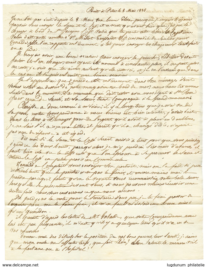 1823 74 LE HAVRE Rouge + Dateur A Rouge Sur Lettre Avec Texte De POINTE A PITRE Pour PARIS. Superbe. - Posta Marittima