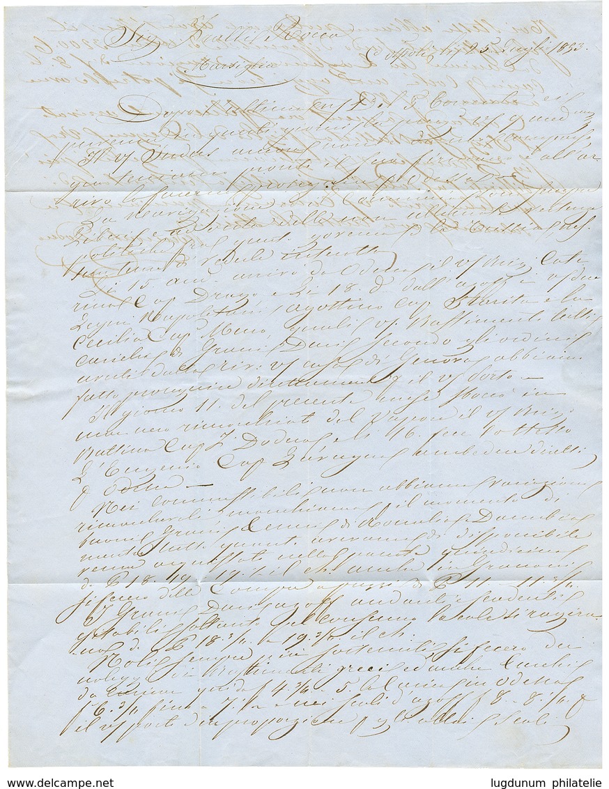 1853 Cachet Rare MENTOR + Taxe 10 Sur Lettre De CONSTANTINOPLE Pour MARSEILLE. TTB. - Posta Marittima